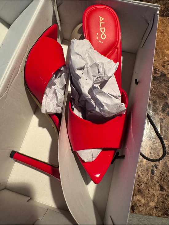 Aldo Shoes - ALDO Red Patent Pointed-Toe Stiletto Mules